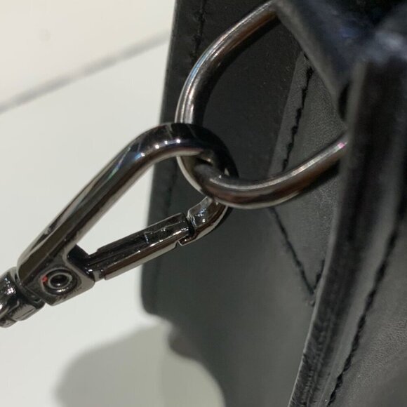 Borse in Pelle Black Studded Matte Leather Crossbody Bag w/Chainstrap - Picture 6 of 15